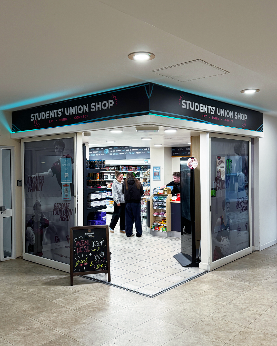 We operate our very own campus based ‘grab and go’ convenience shop. Our recently redeveloped shop is located off the main reception area on Cyncoed campus.